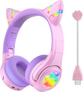 Riwbox CF9 Cat Ear Headphones - Safe 85dB Volume Limit, LED Light Up