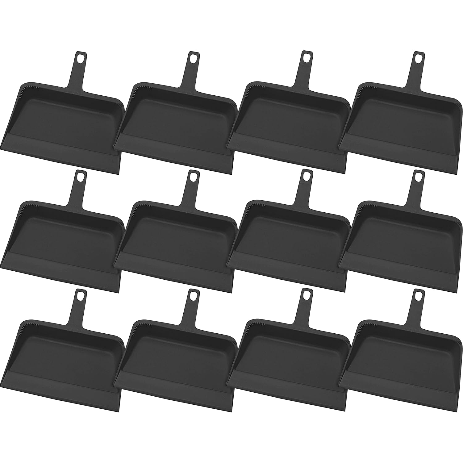 Genuine Joe Heavy-Duty Black Plastic Dust Pan, 12-inch Pack