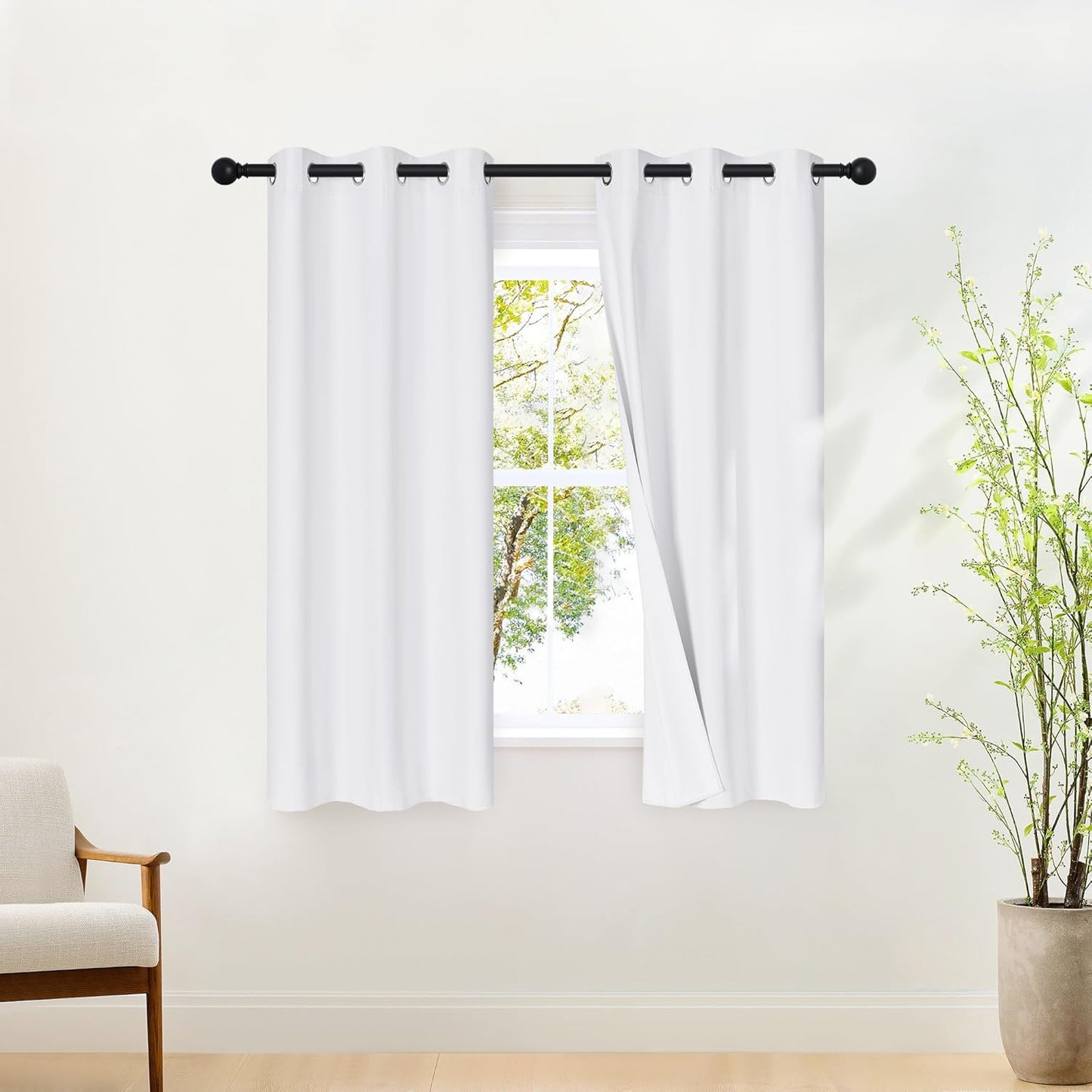 NICETOWN 100% Blackout White Curtains for Elegant Home Decor