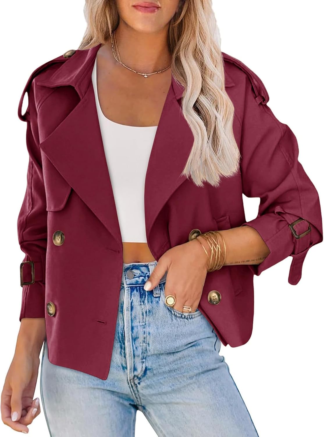 Stylish Women Crop Double Breasted Trench Coat for All Occasions