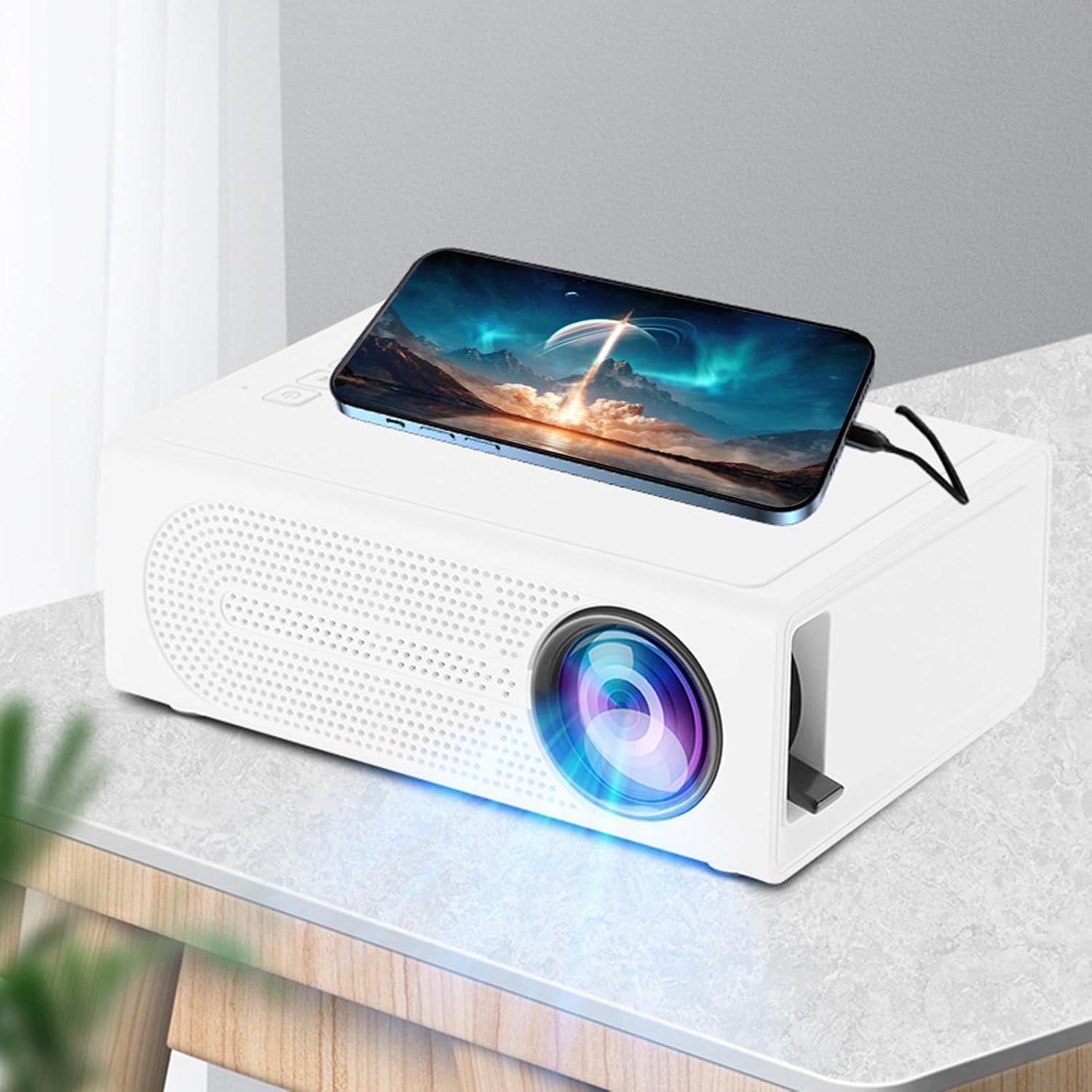 Mini HD Wall Projector - Remote Control, 1080p, HDMI/USB