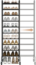 Expandable Shoe Rack 10 Tier - Vertical 44-Pair Organizer
