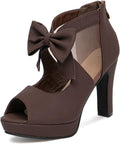 Open Toe Platform High Heel Sandals for Women - Bow Accent