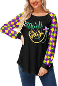 Deerose Womens Mardi Gras Long Sleeve Plaid Shirt - Festive Comfort