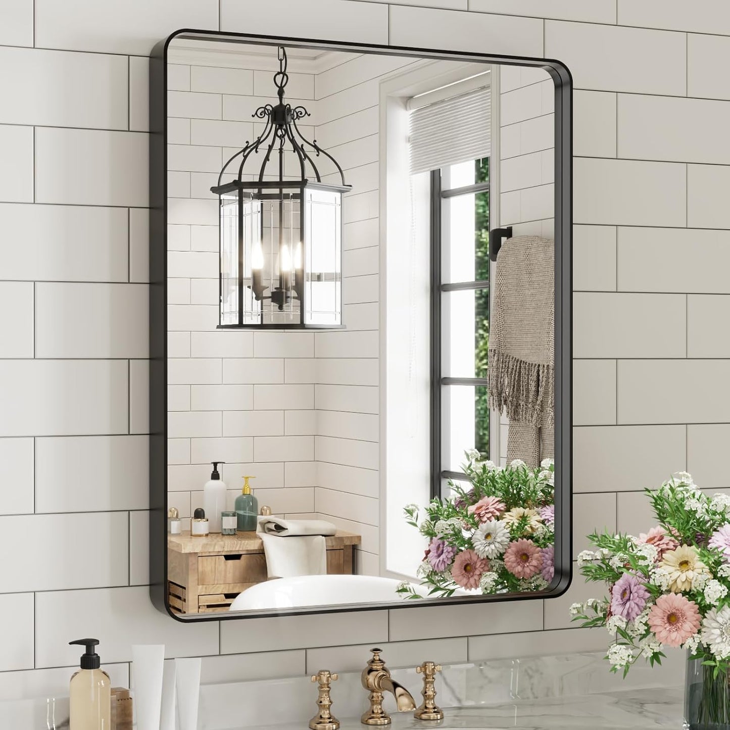 WEER Black Bathroom Mirror for Wall - 24X30 Inch Stylish Design