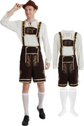 Men's Bavarian Lederhosen Costume with Suspender Shorts - Party Outfit