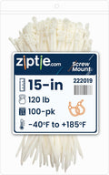 15-Inch Natural Zip Ties With Screw Hole - Heavy-Duty 120-lb