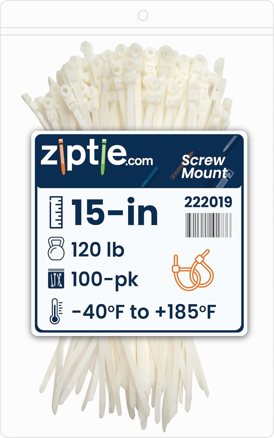 15-Inch Natural Zip Ties for Secure Mounting and Cord Management