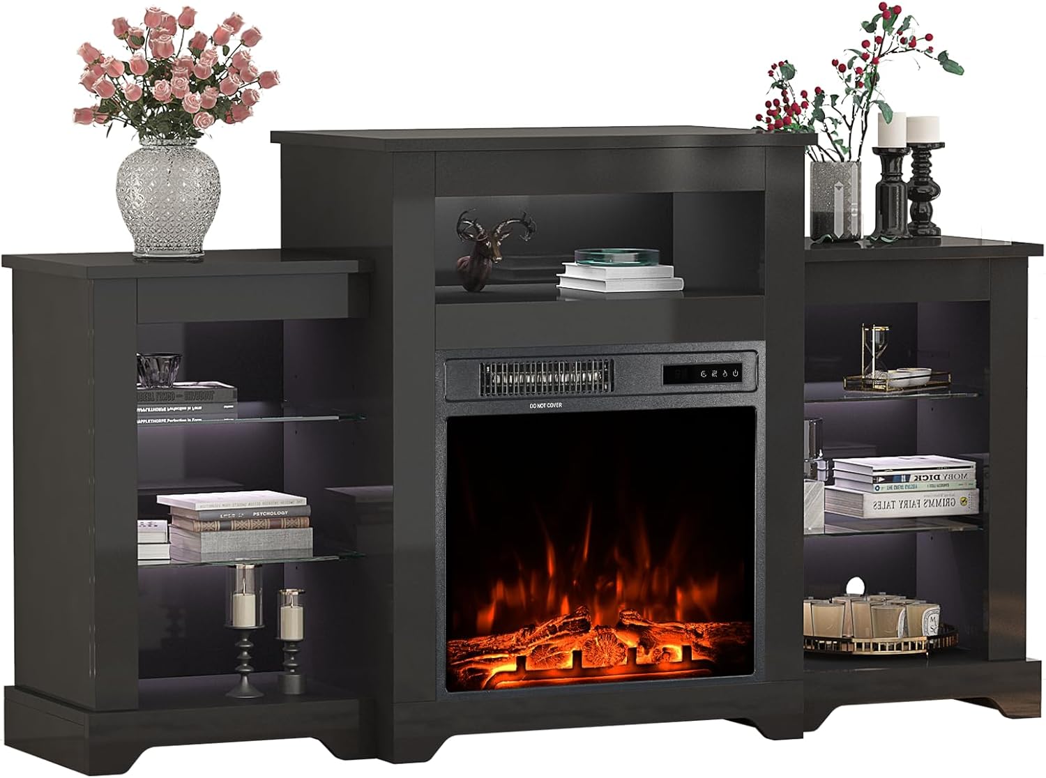 55'' Fireplace TV Stand with Electric Insert - Stunning LED Entertainment Center for TVs up to 65''