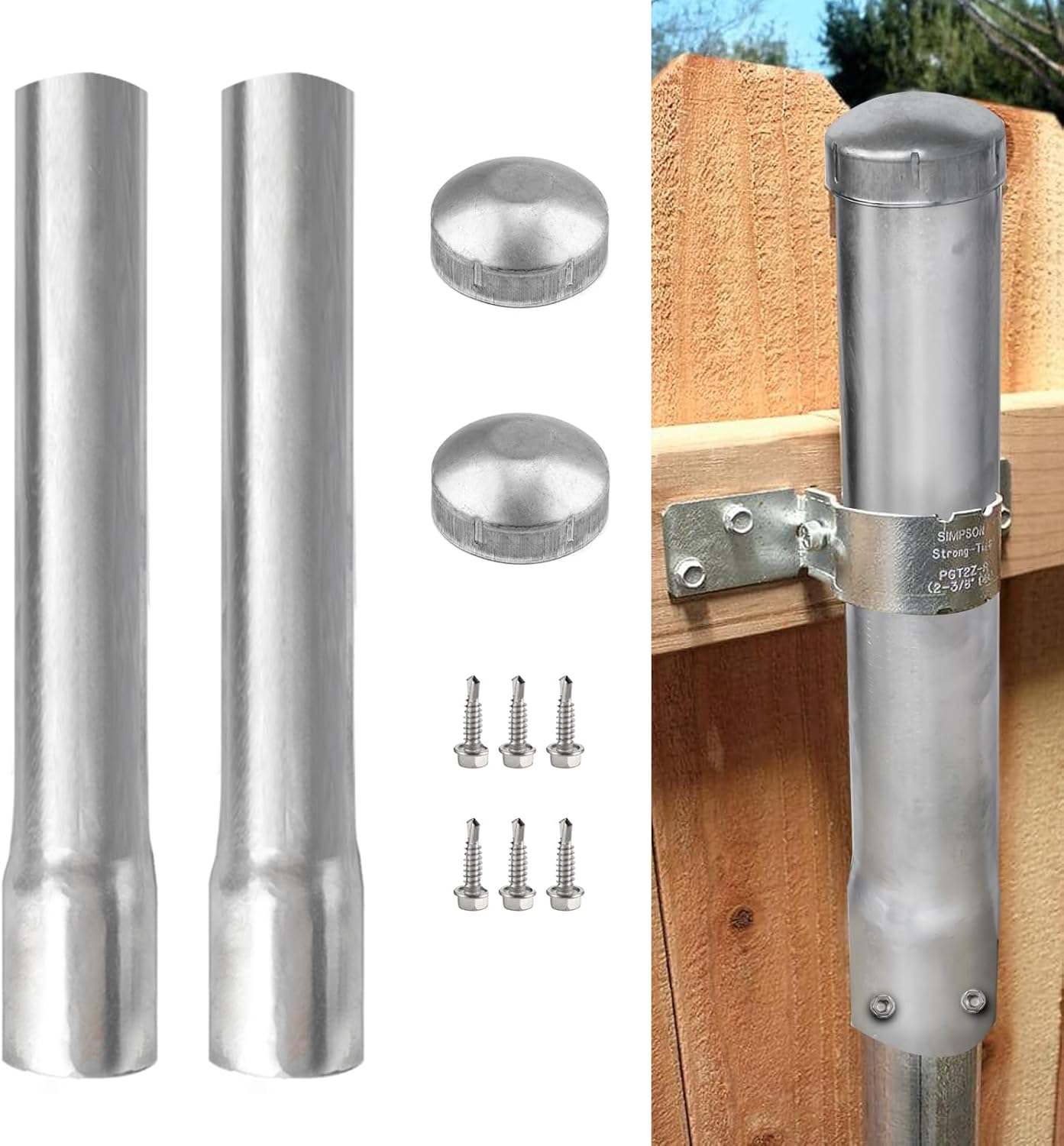 2 Pack 2-3/8in OD Metal Post Extender for Fence Height Increase