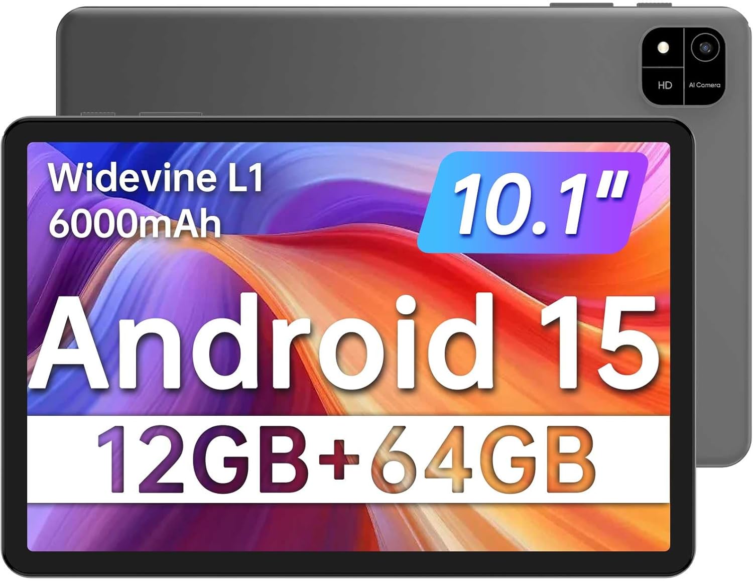 Tablet 10.1 in Android 15 with 12GB RAM and 64GB Storage