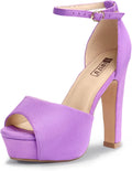 Platform Chunky High Heels Dress Sandals Peep Toe Ankle Strap - 5in