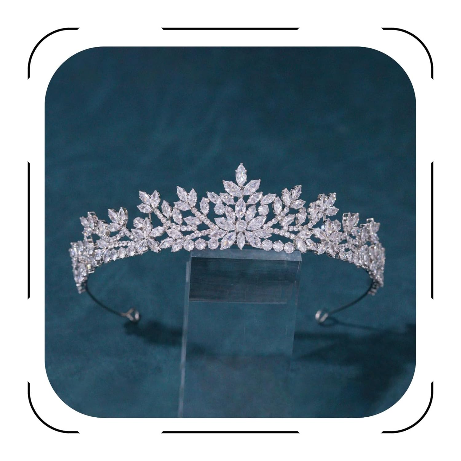 Silver Wedding Tiaras for Bride and Girls with Zirconia Crystals