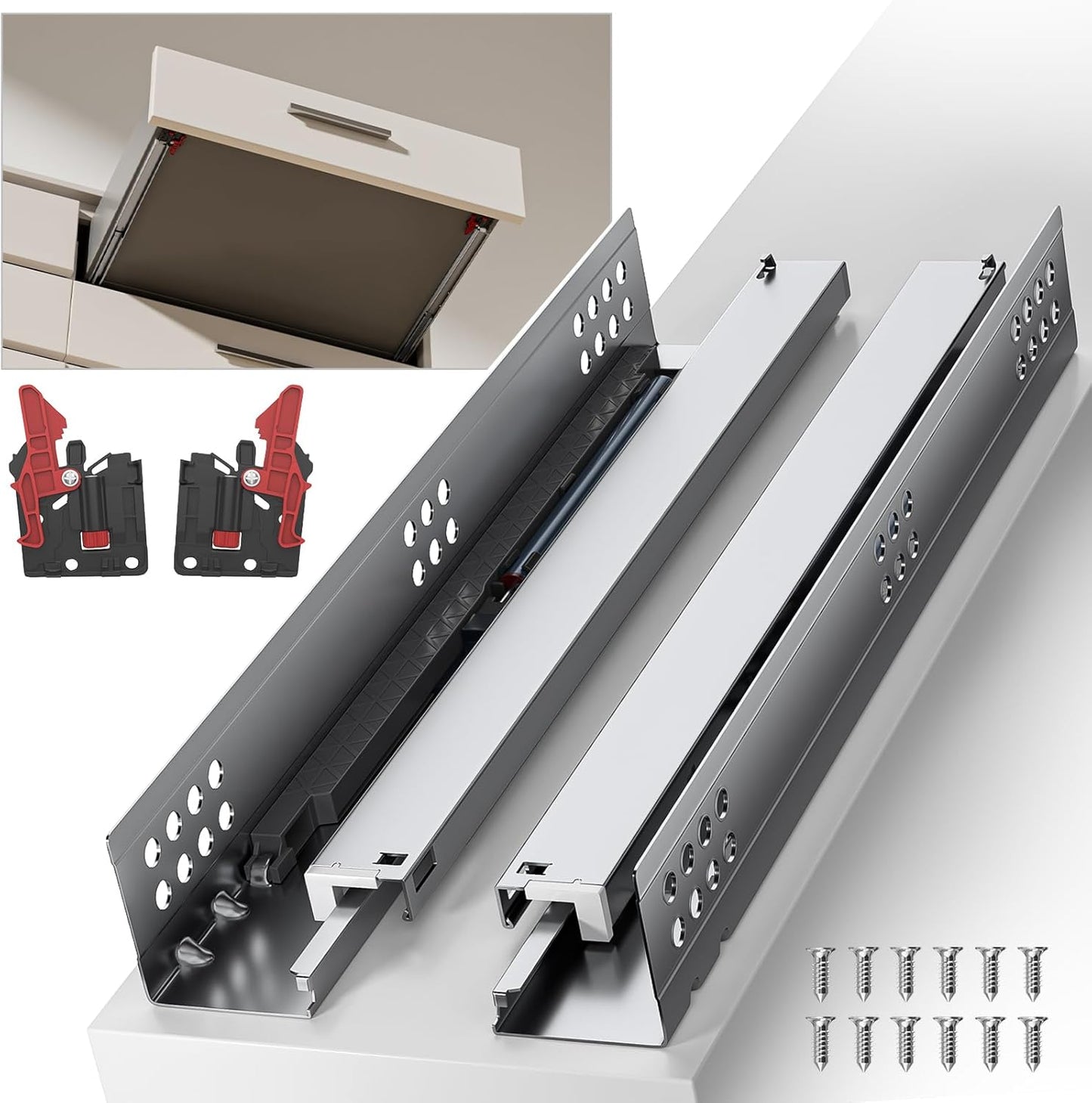 22 Inch Bottom Mount Soft Close Drawer Slides for Smooth Operation