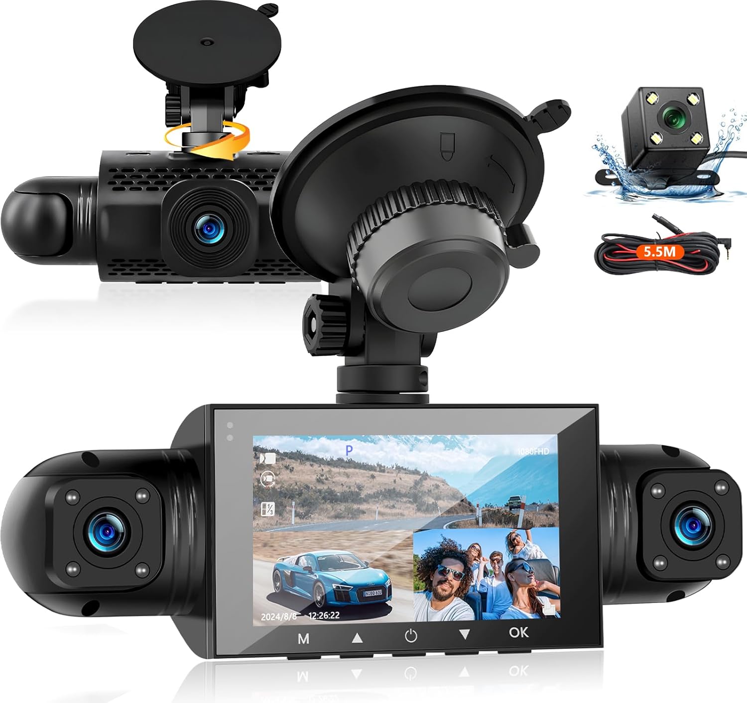 Podofo 360 4K Dash Cam: 8 IR Night Vision