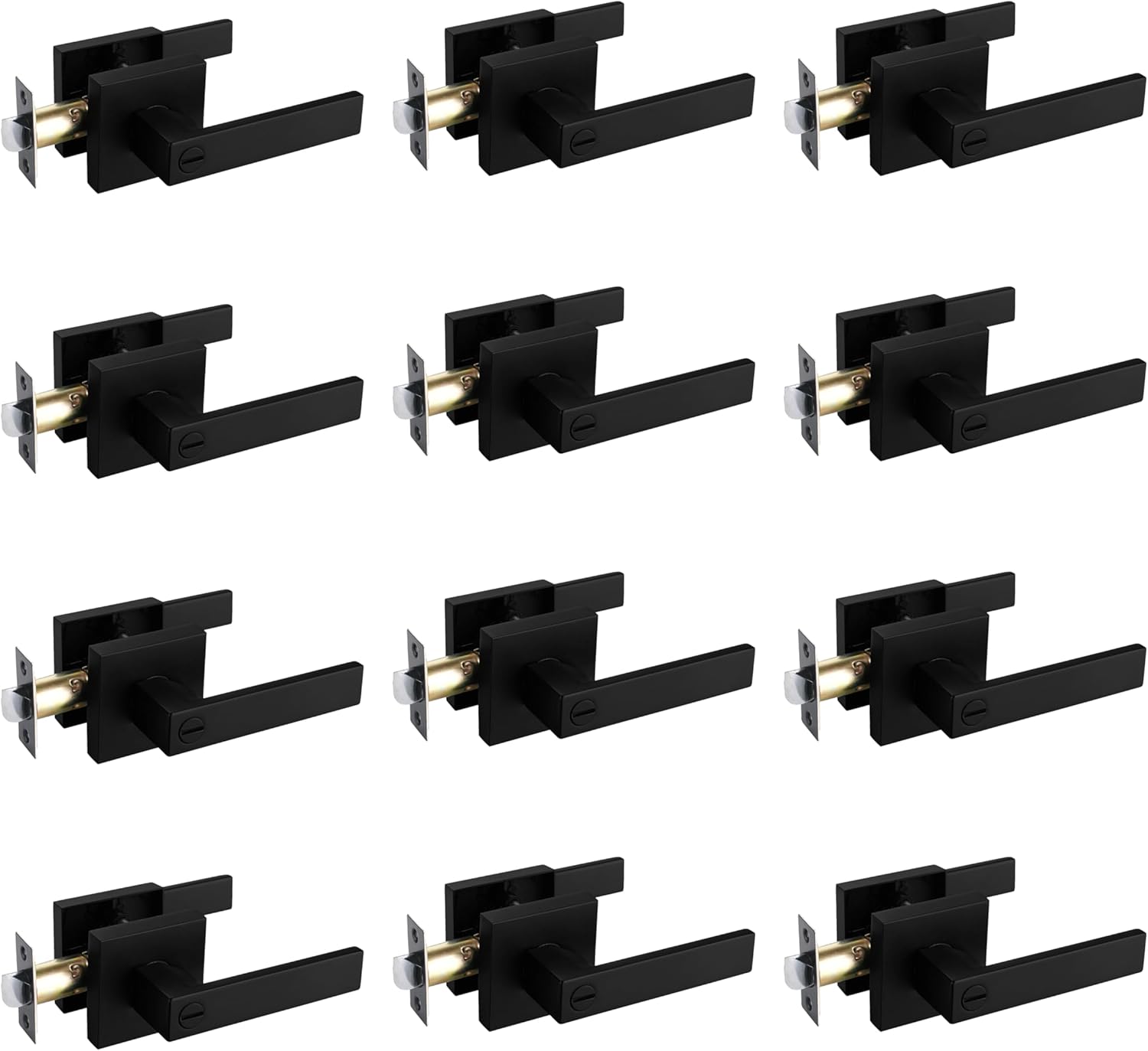 NEWBANG Solid Privacy Door Lever Handle in Matte Black Finish