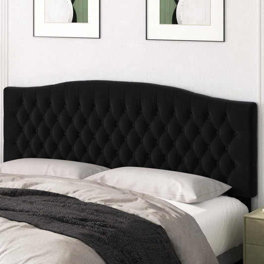 Upholstered King Headboard for Adjustable Bed with Velvet Tufting