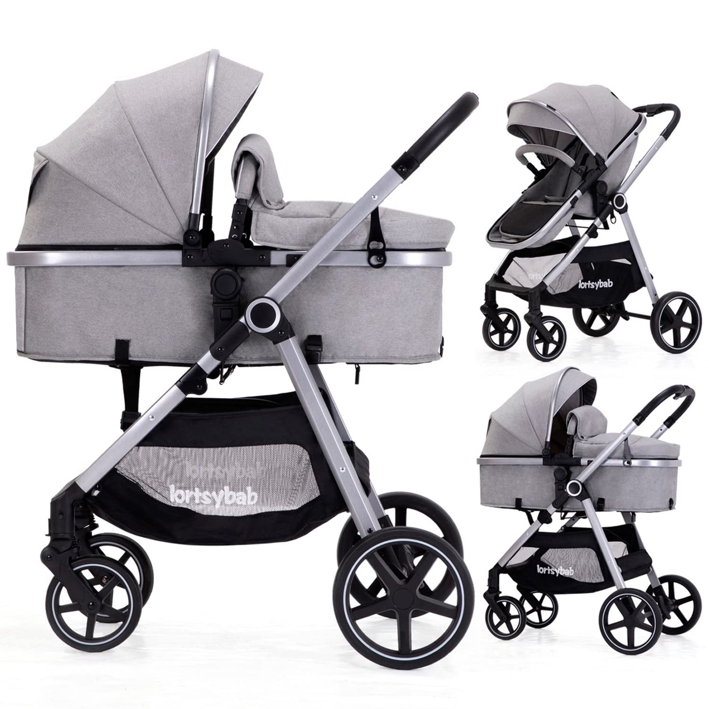 2-in-1 Baby Stroller with Reversible Seat for Infants and Toddlers