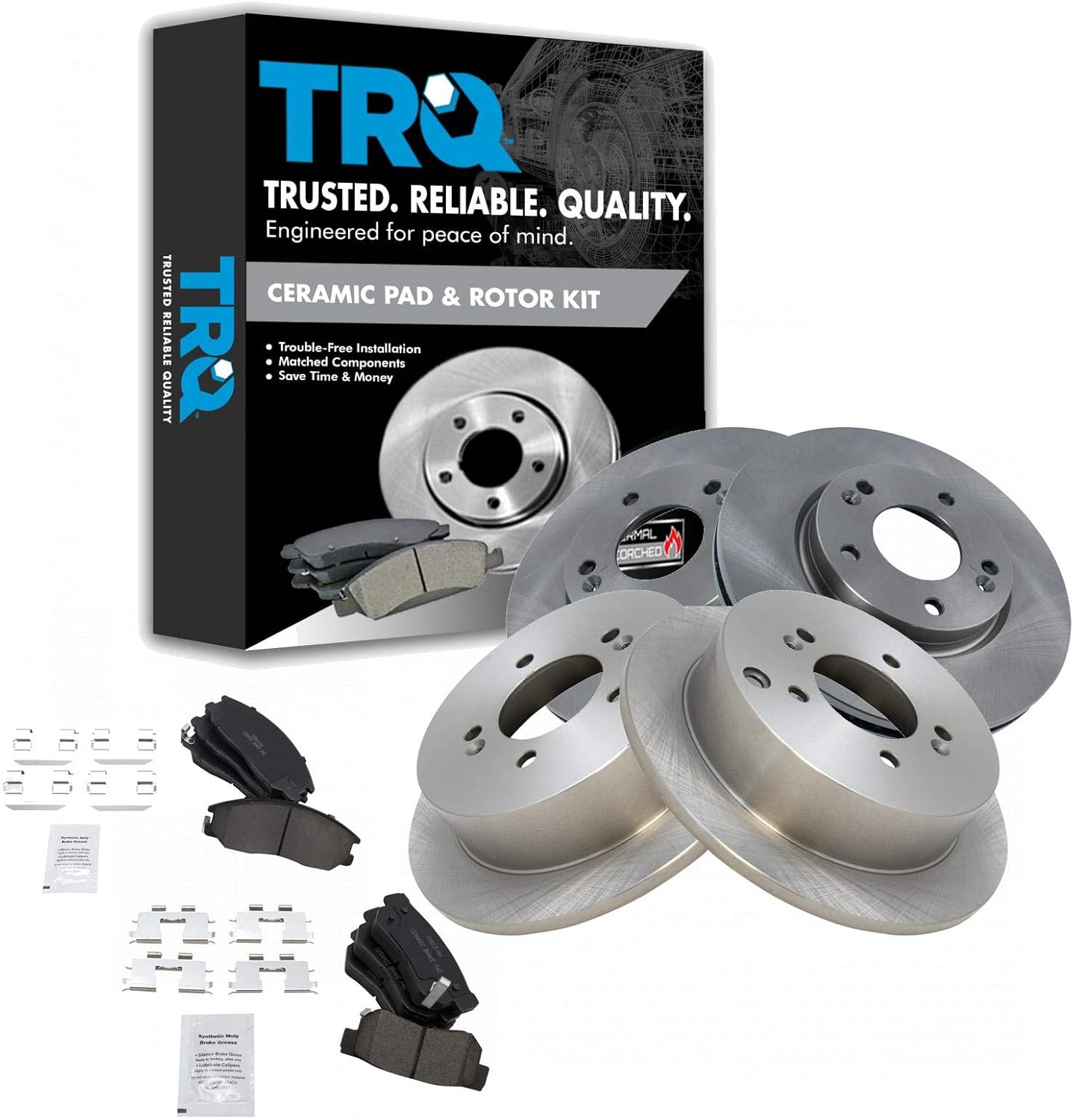 TRQ Front and Rear Brake Pad & Rotor Kit for Hyundai Santa Fe