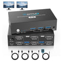 USB 3.0 HDMI KVM Switch 2 Monitors 2 Computers - Dual 4K@60Hz Control