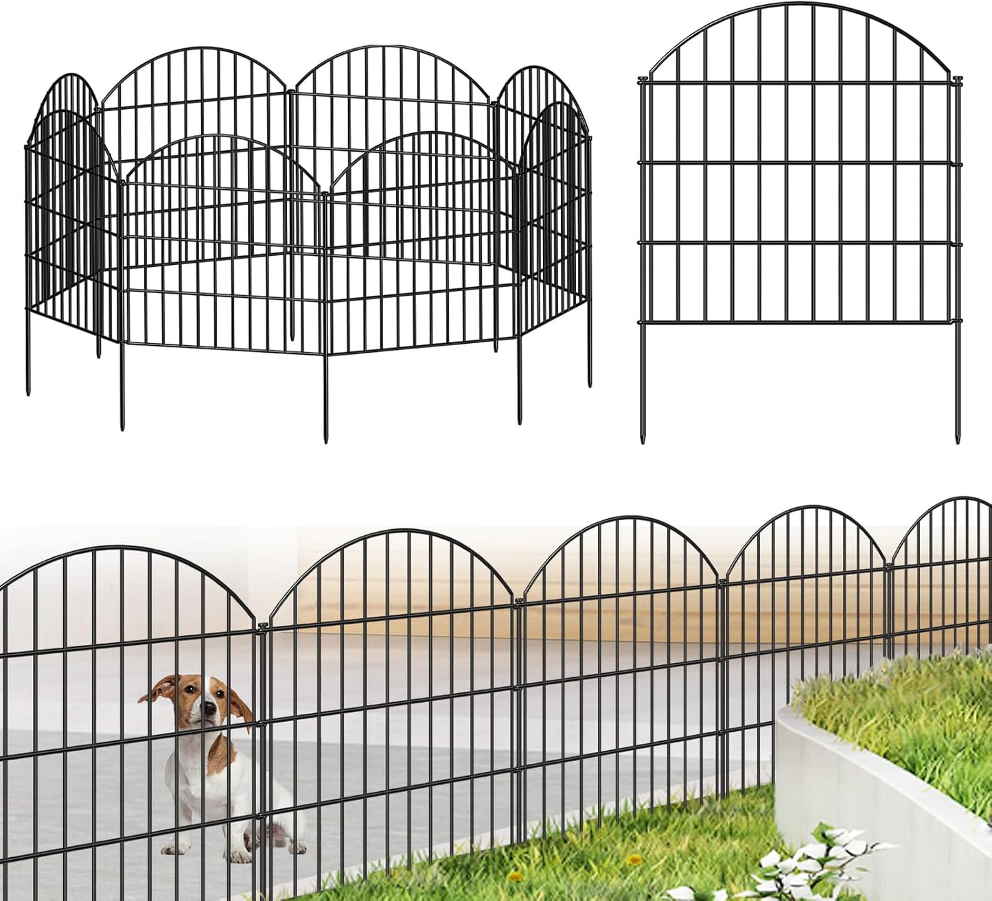 Metal Garden Fence 28in x 18.7ft for Dogs and Animals Barrier