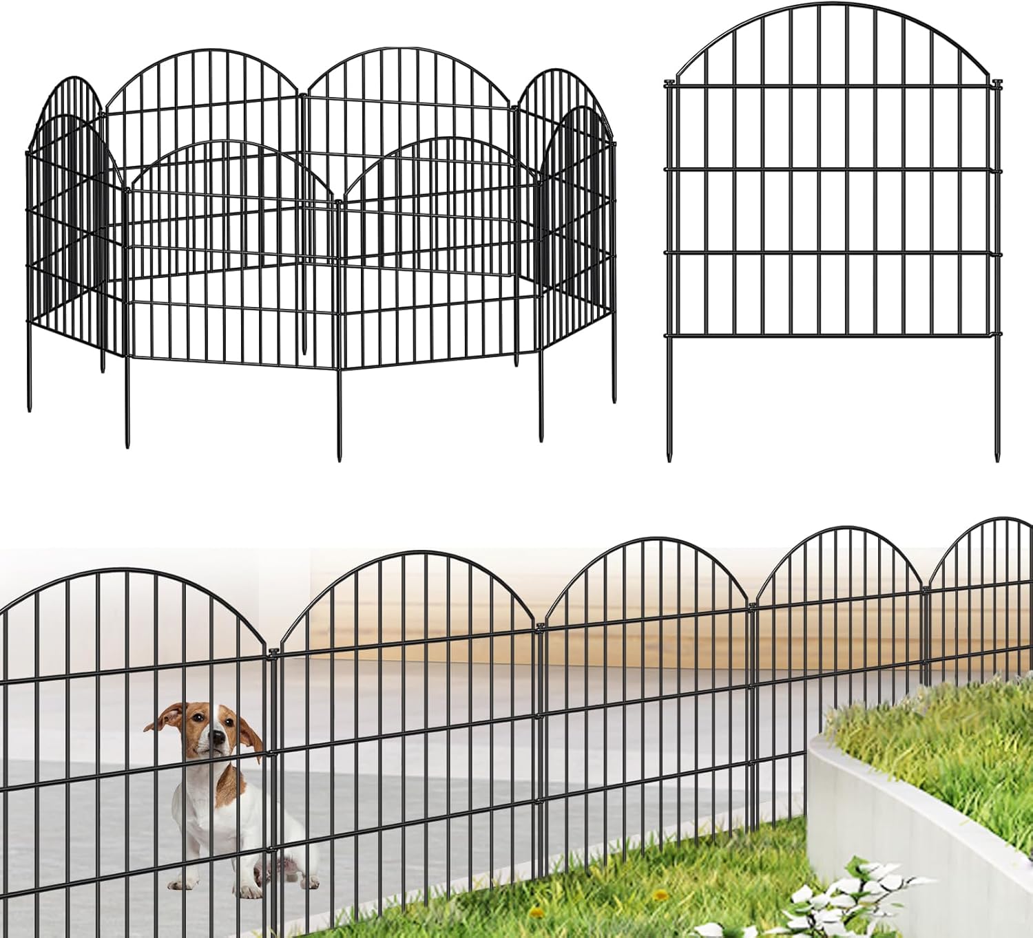 Metal Garden Fence 28in x 18.7ft for Dogs and Animals Barrier