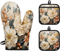 Hexteria Floral Oven Mitts: Heat Resistant & Cute
