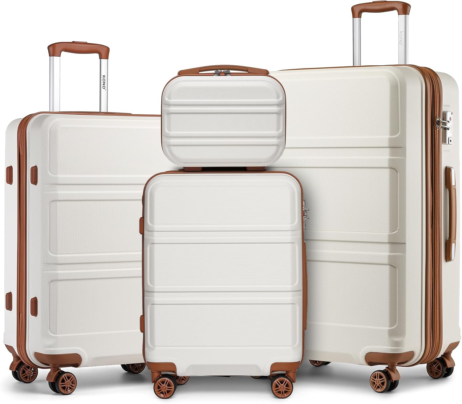 Kono 4 Piece Expandable Luggage Set with Spinner Wheels