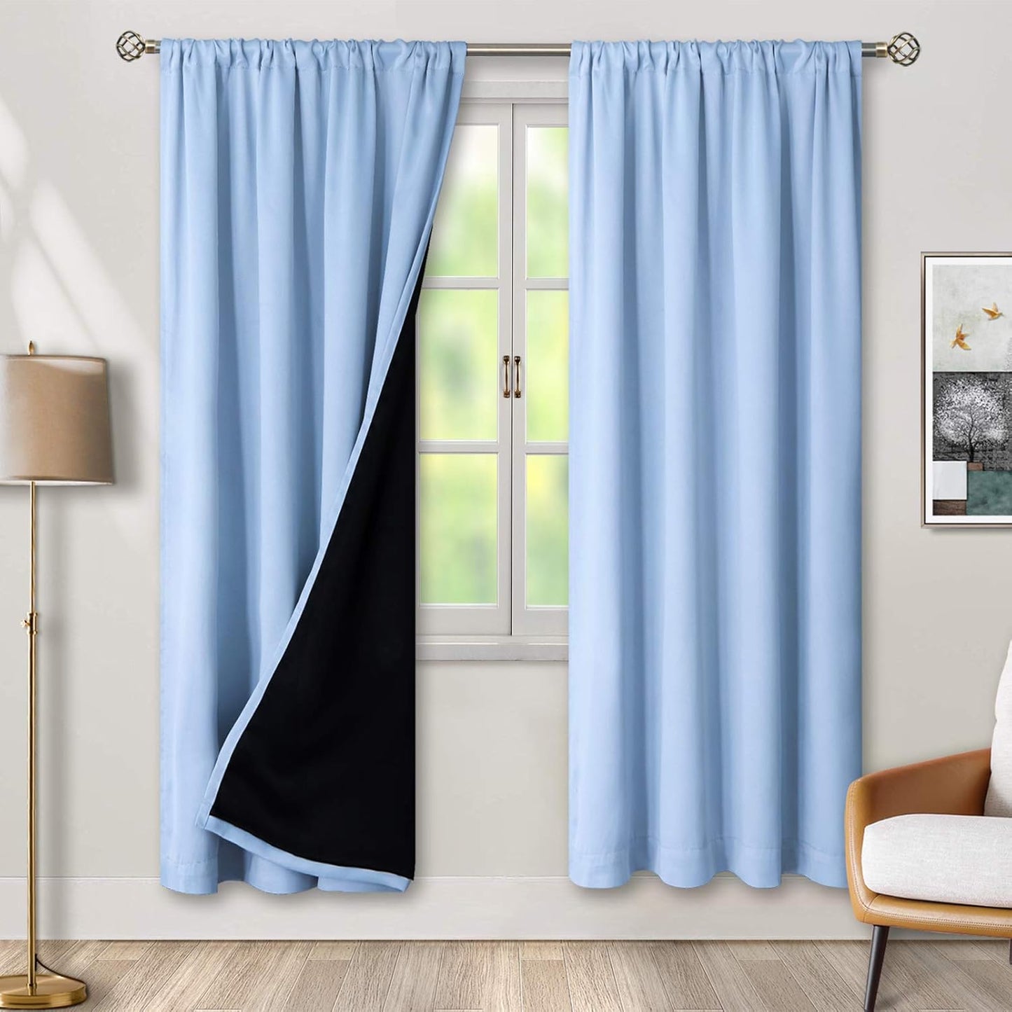 BGment Blackout Curtains for Bedroom 72 Inch Length, Spa Blue