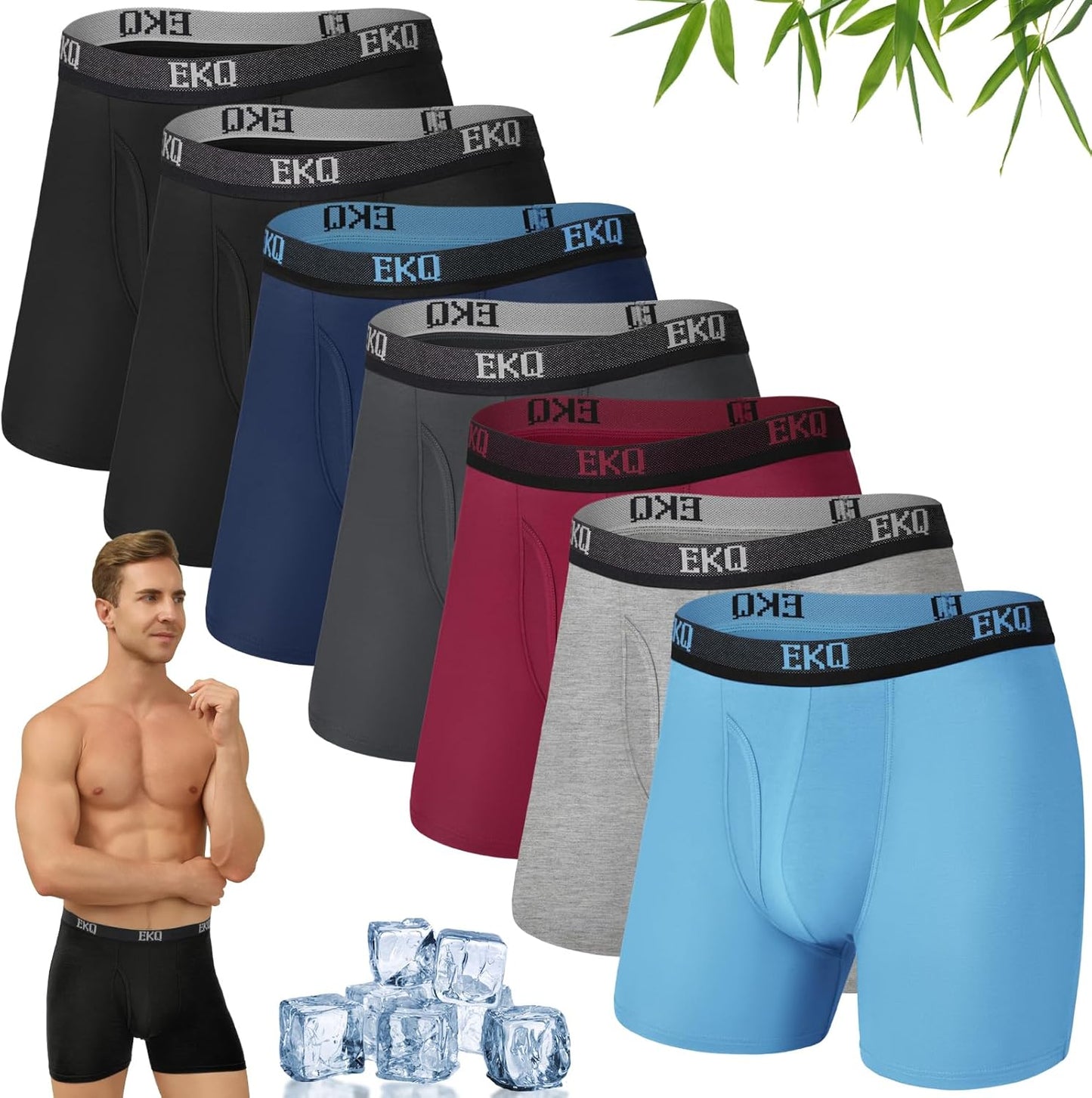 Mens Underwear Breathable Boxer Briefs 7 Pack for Comfort