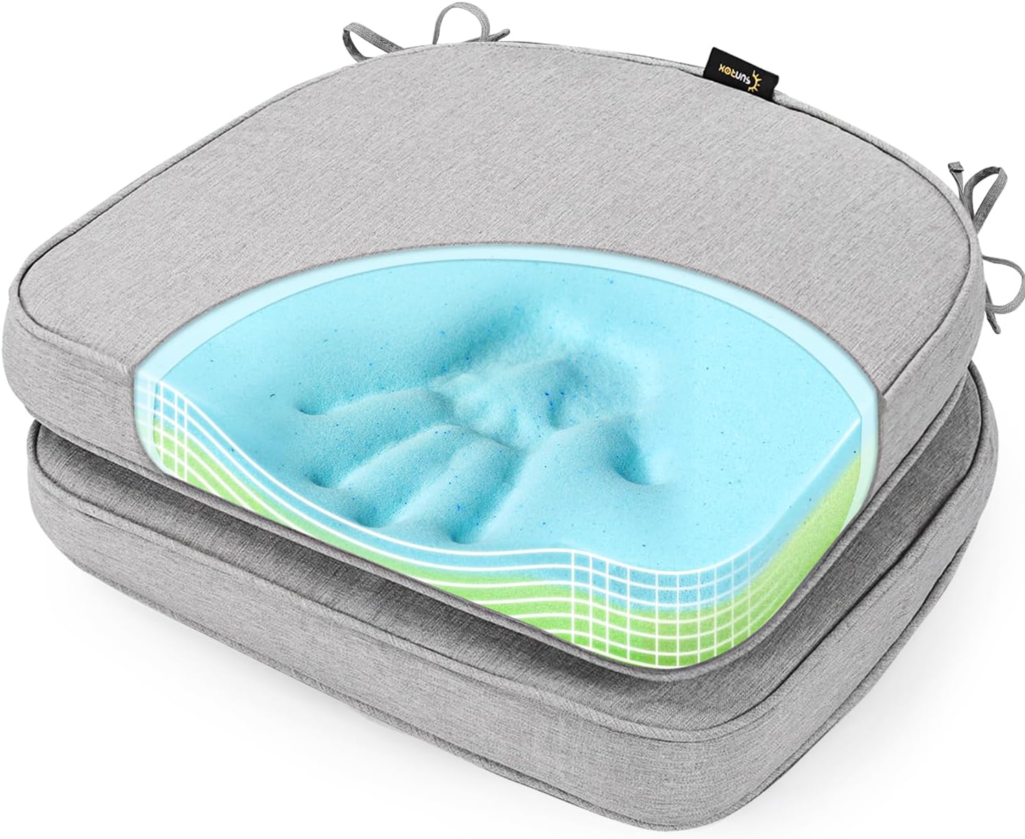 SUNROX Gel Memory Foam Chair Cushions for Indoor and Outdoor Use
