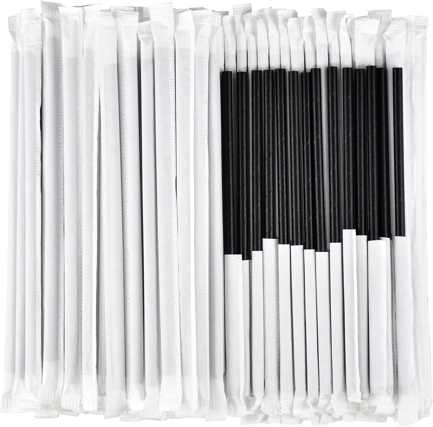 Black Paper Drinking Straws Bulk Individually Wrapped for Drinks