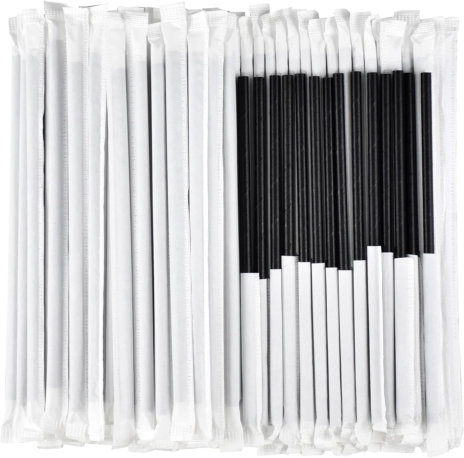 Black Paper Drinking Straws Bulk Individually Wrapped for Drinks