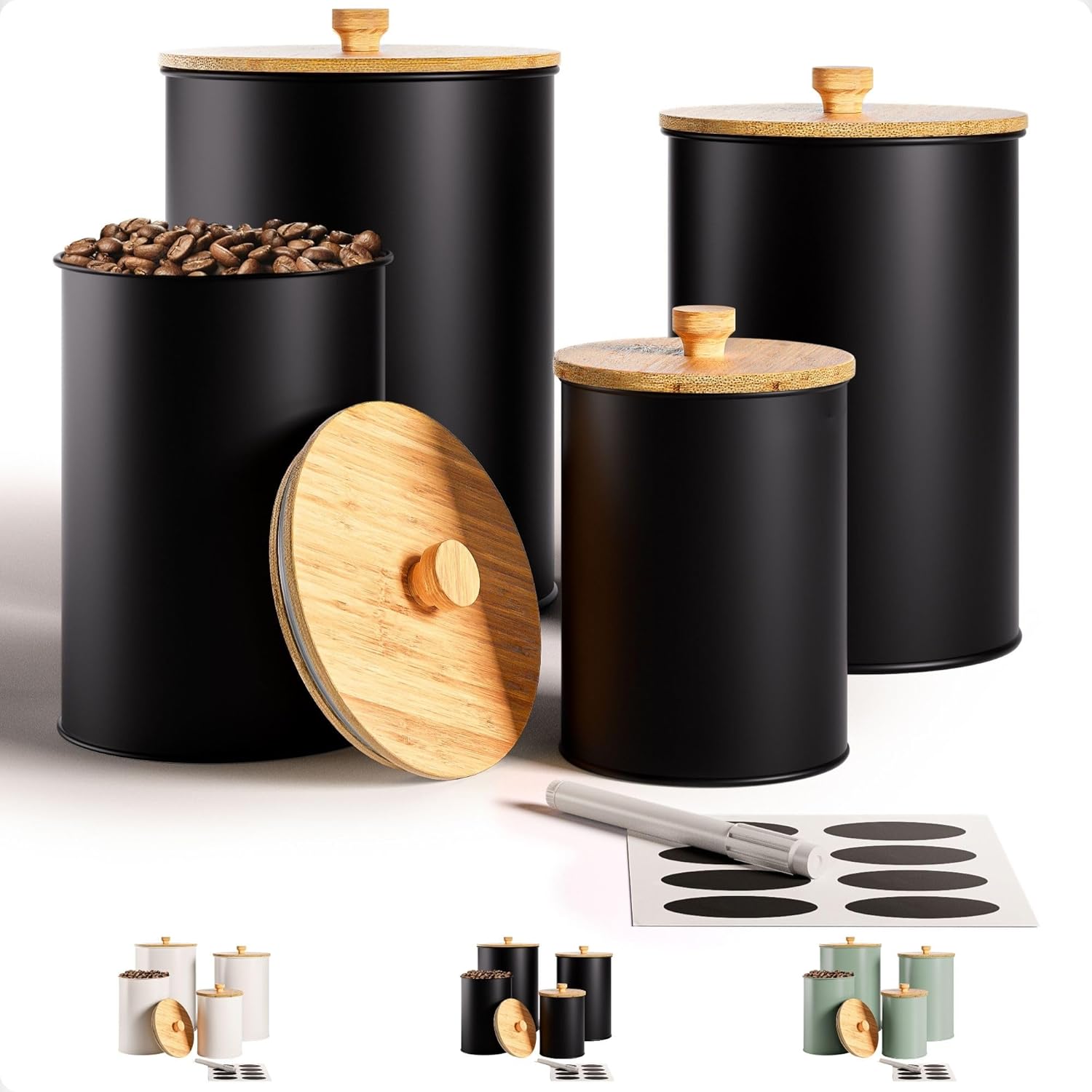 Kitchen Canisters Set of 4 with Airtight Lids for Storage