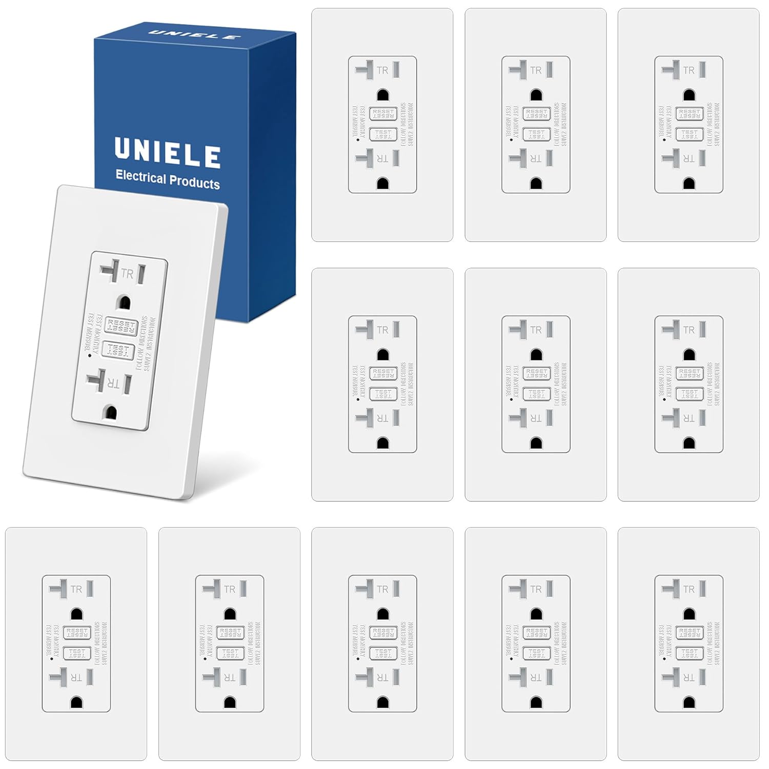 12 Pack Tamper Resistant 20 Amp GFCI Outlets with LED Indicator