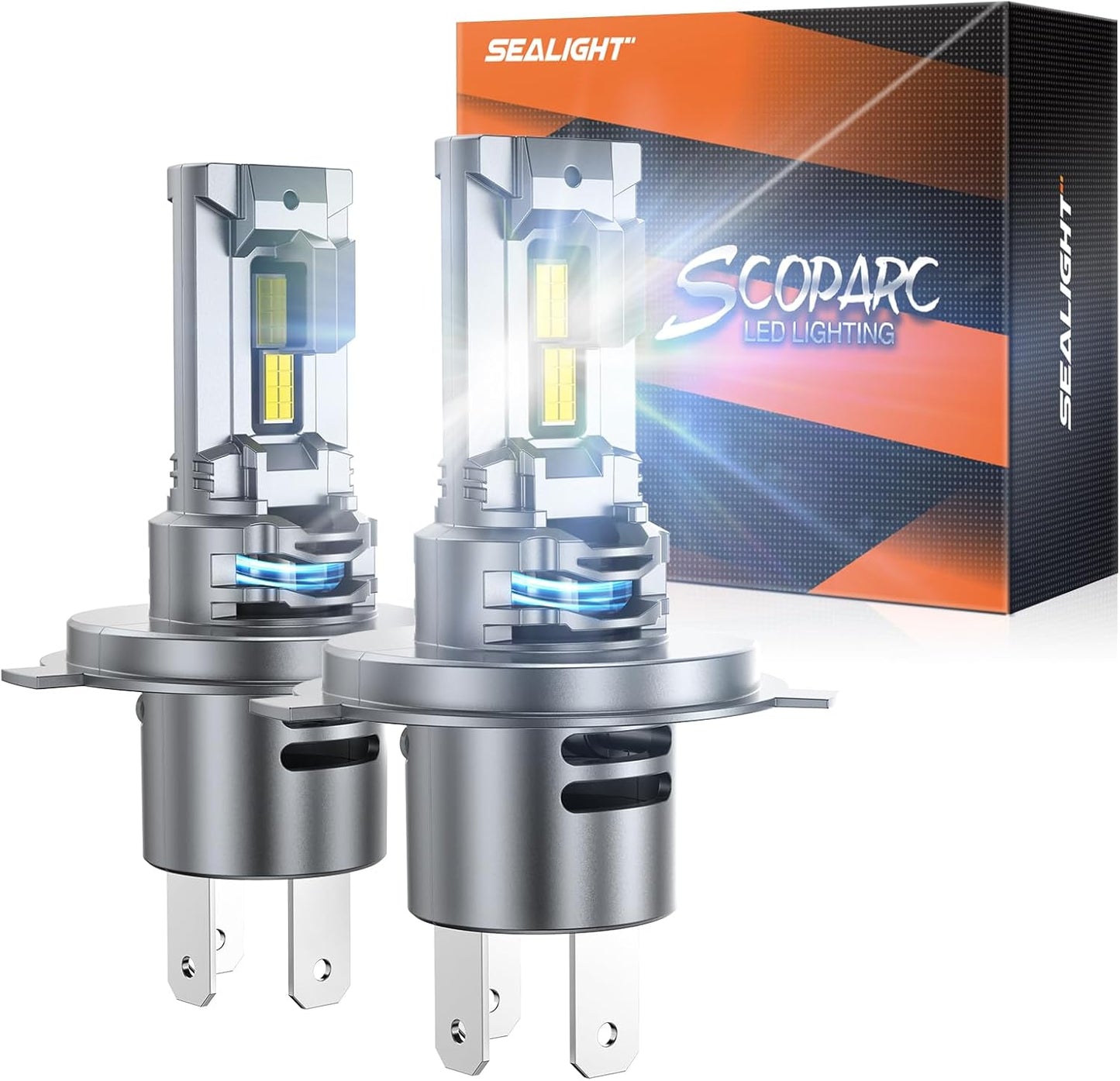 SEALIGHT H4 Light Bulbs with 28000LM and 14000RPM Cooling Fan