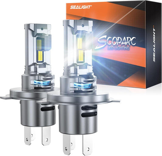 SEALIGHT H4 Light Bulbs with 28000LM and 14000RPM Cooling Fan