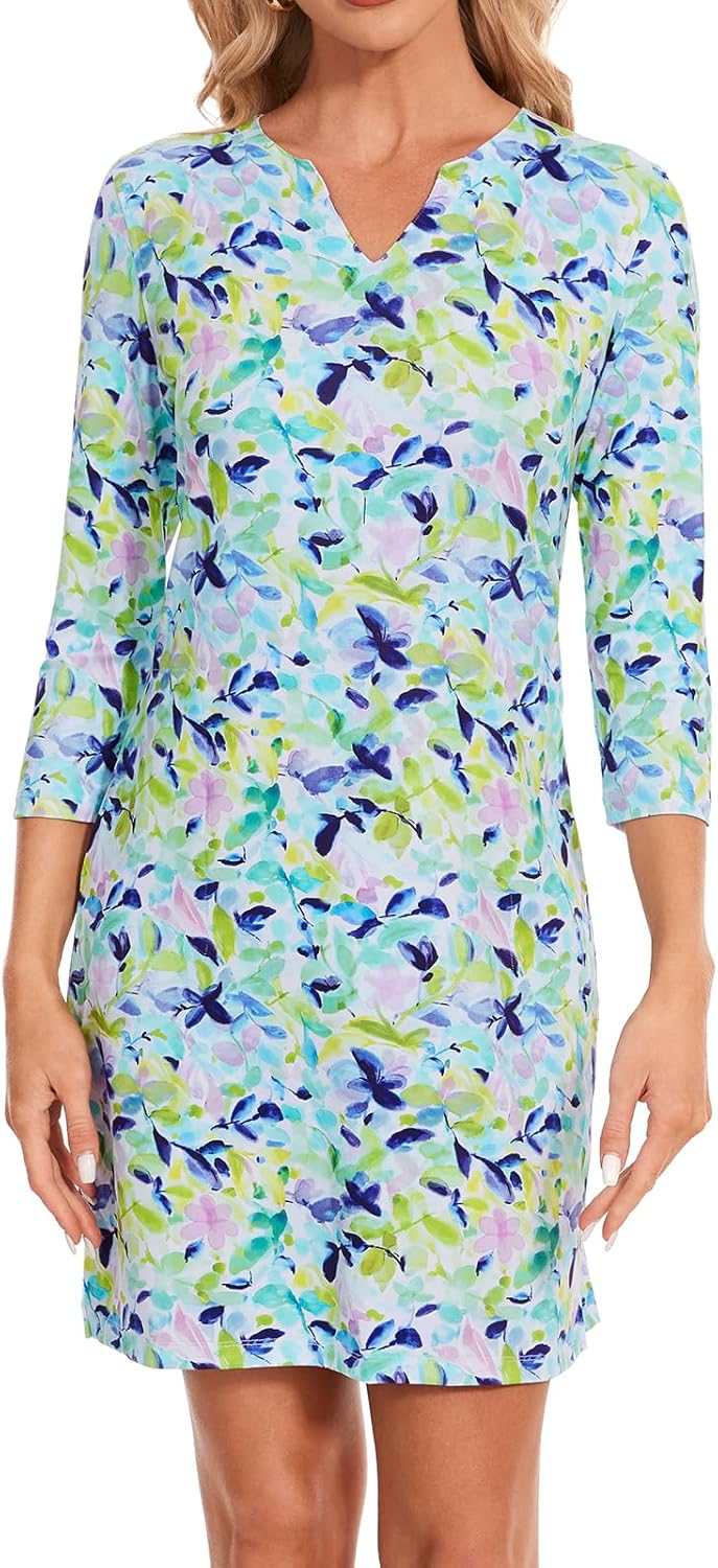 Lightbare Womens 3/4 Sleeve Dress with Pockets for Outdoors