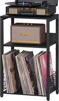 LELELINKY Black End Table Small Side Table with Storage - Record