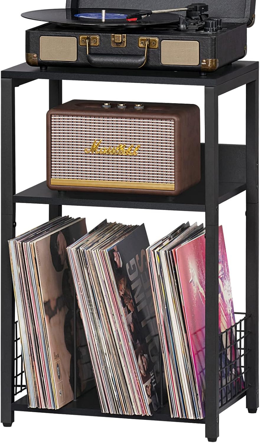 Stylish Black End Table with Metal Frame for Modern Spaces