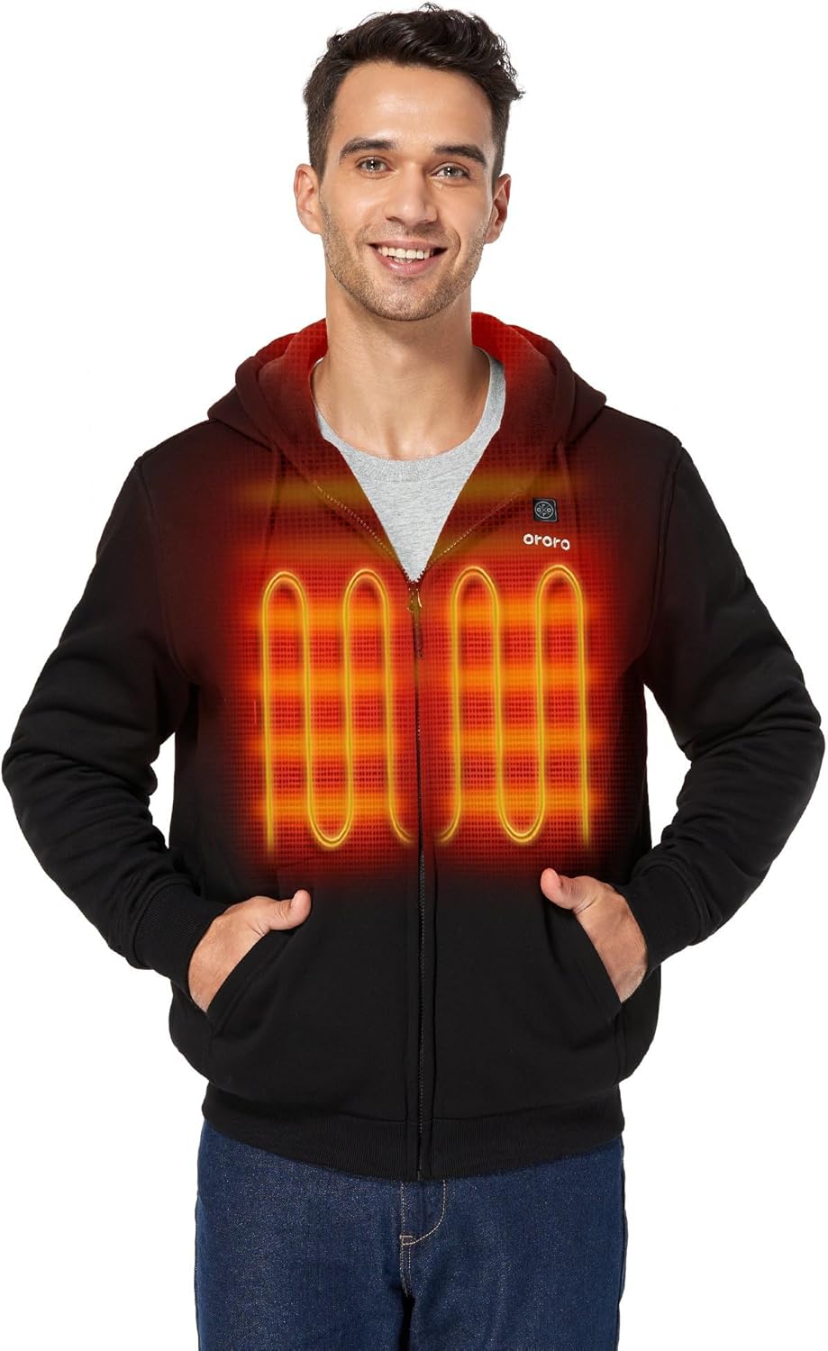 ORORO 4-Zone Heated Hoodie with Heated Collar for Comfort