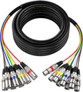 EBXYA 8 Channel XLR Snake Cables 25ft - Color Coded Audio Snake