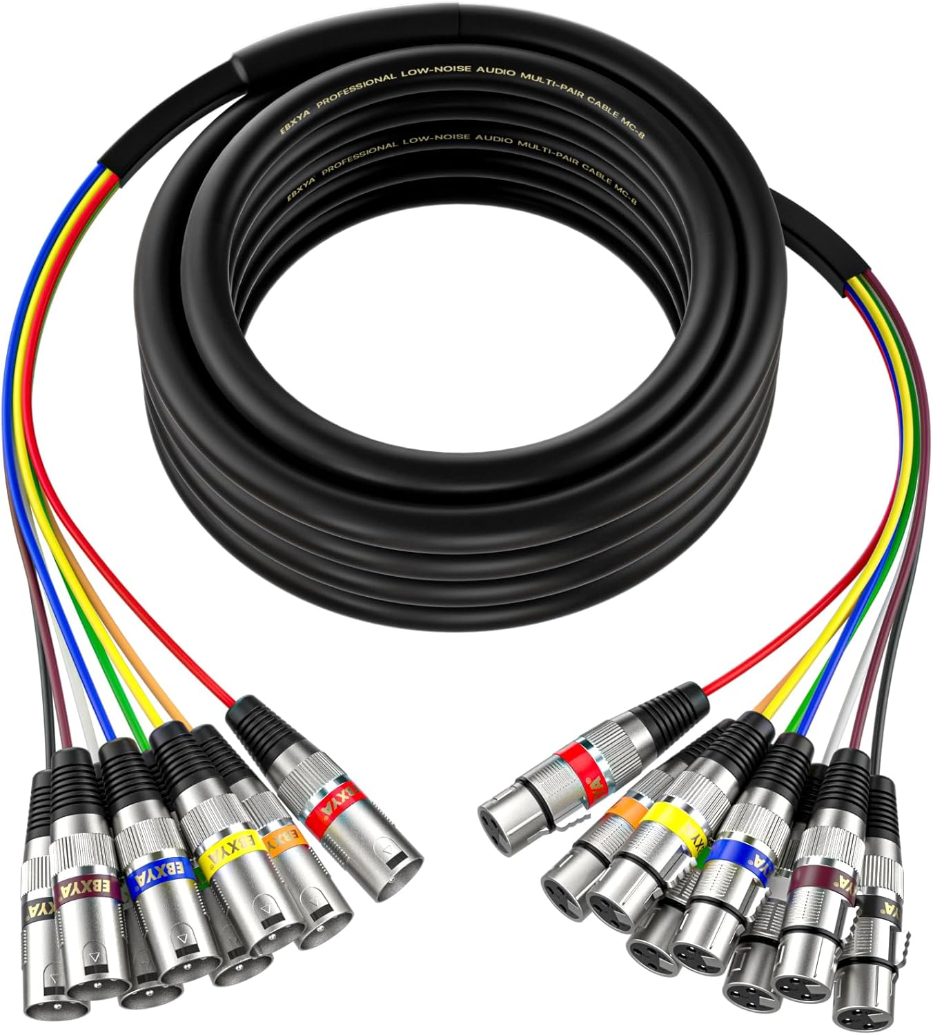 8 Channel XLR Snake Cables 25ft for Live and Studio Use