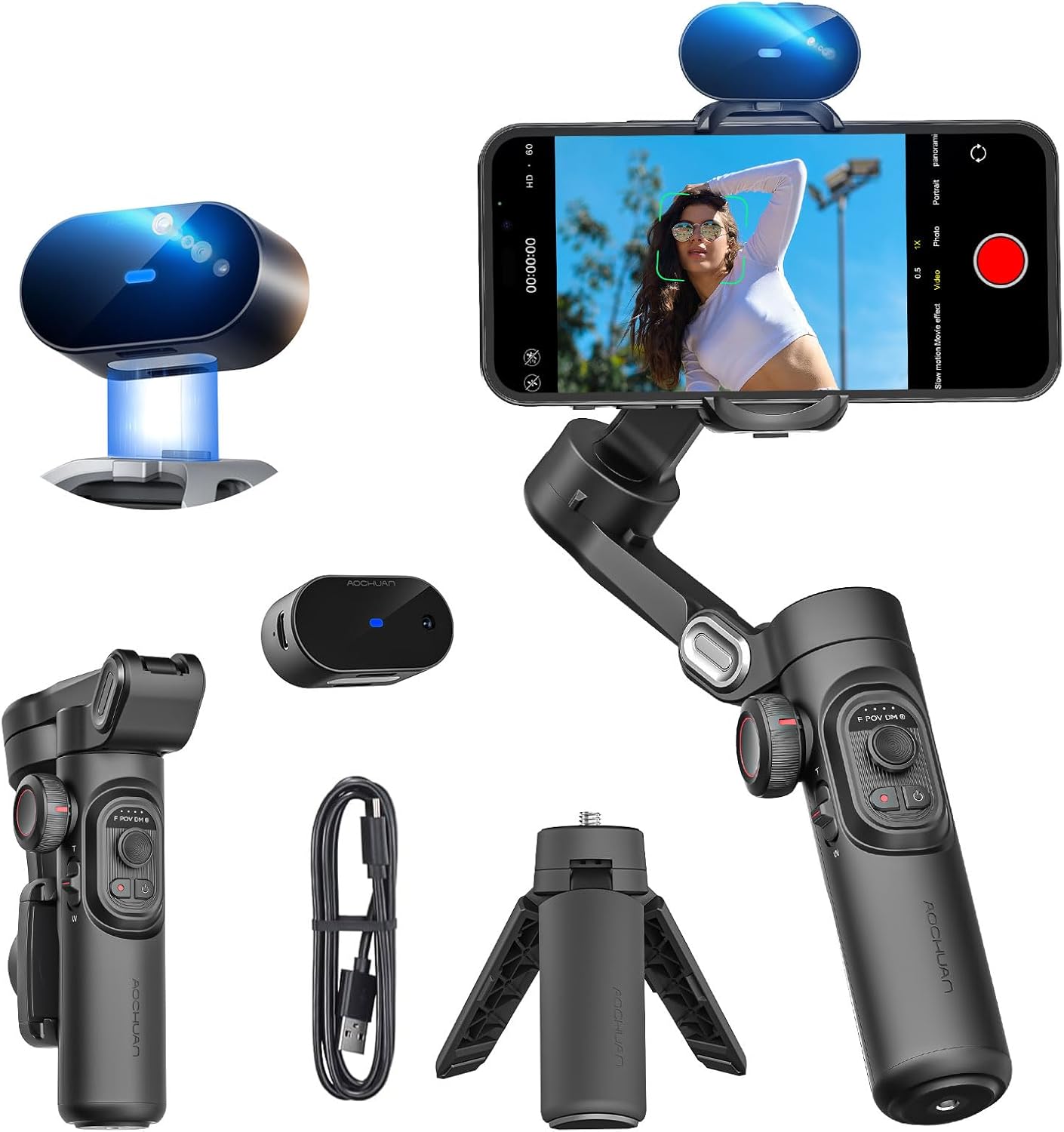 AOCHUAN XE AI Gimbal Stabilizer for Smartphone with Tracking