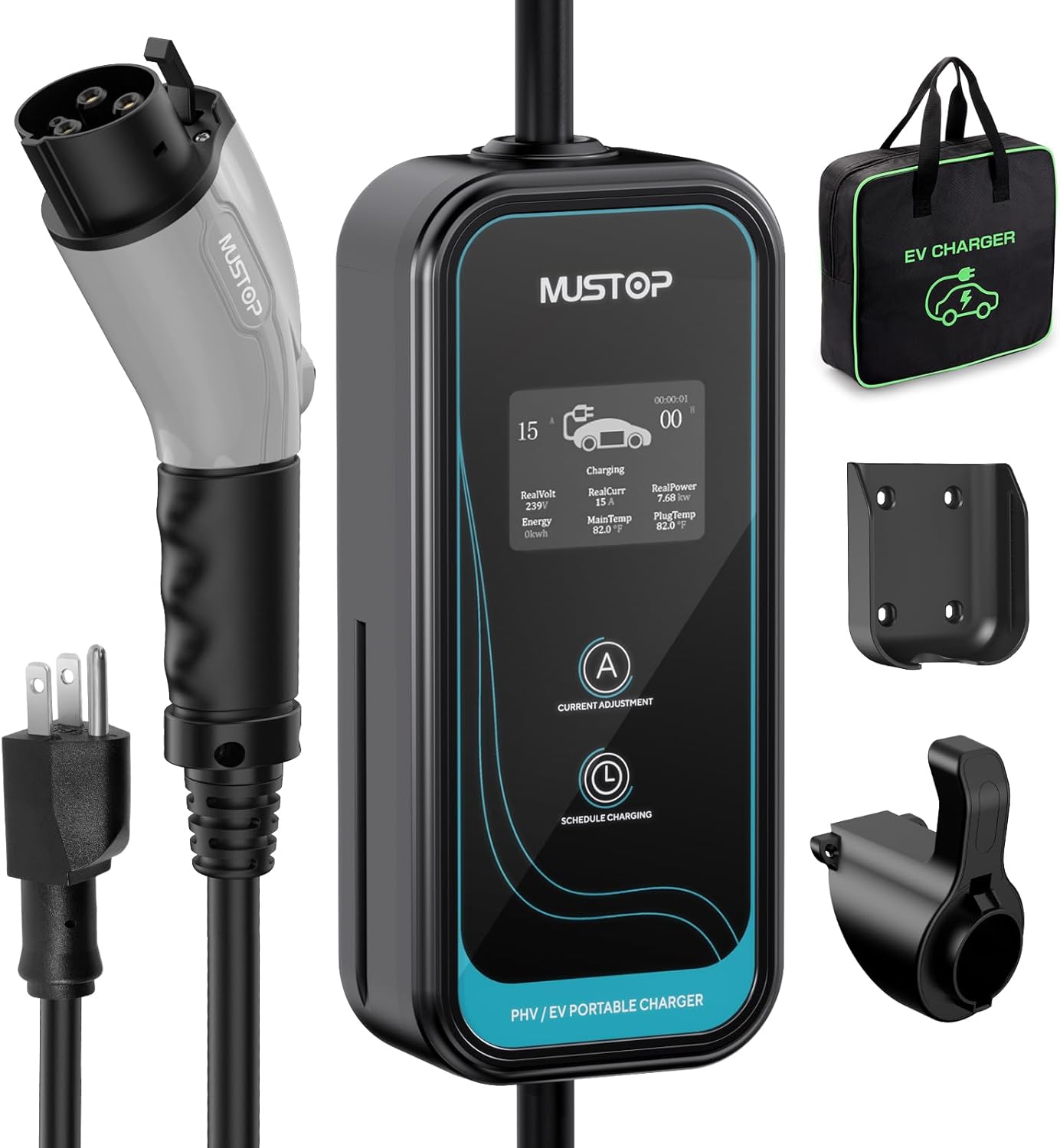 Adjustable Currents EV Charger: 6A-15A IP65