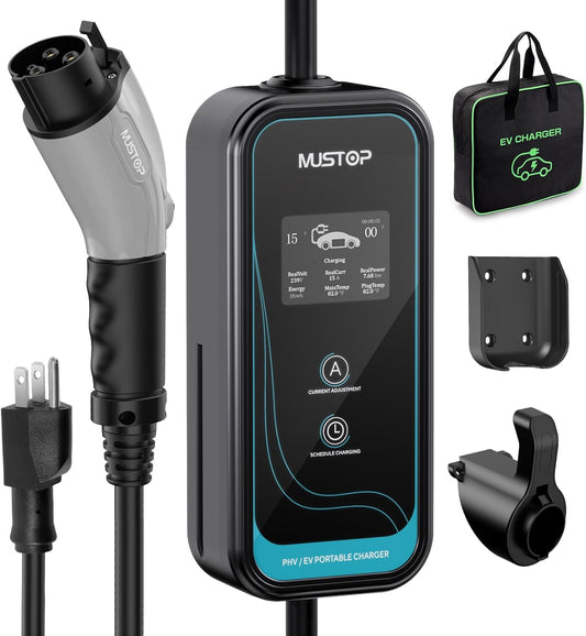 Adjustable Currents EV Charger: 6A-15A IP65