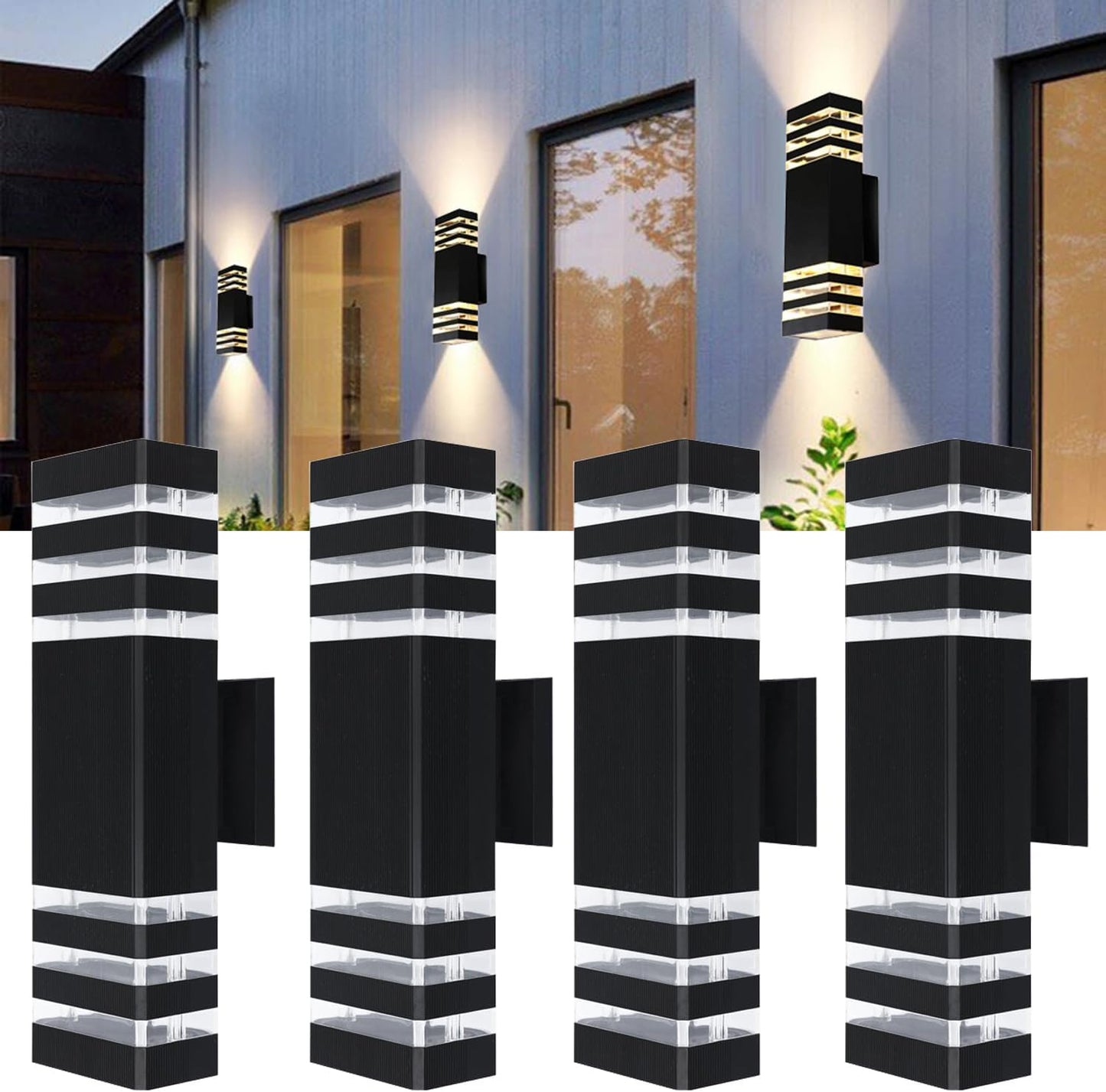 15in LED Square Up & Down Wall Lights for Outdoor Spaces
