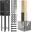 2 Pack Heavy Duty Stainless Steel U-Shape 4x4 Post Base - Wet Concrete
