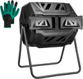 Hourleey 43 Gallon Dual Chamber Tumbling Compost Bin for Garden