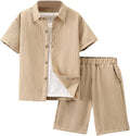 Boy's Textured Linen 2-Piece Beach Vacation Outfit - Summer Set